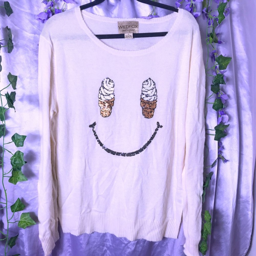 wildfox ice cream smiley face angora sweater